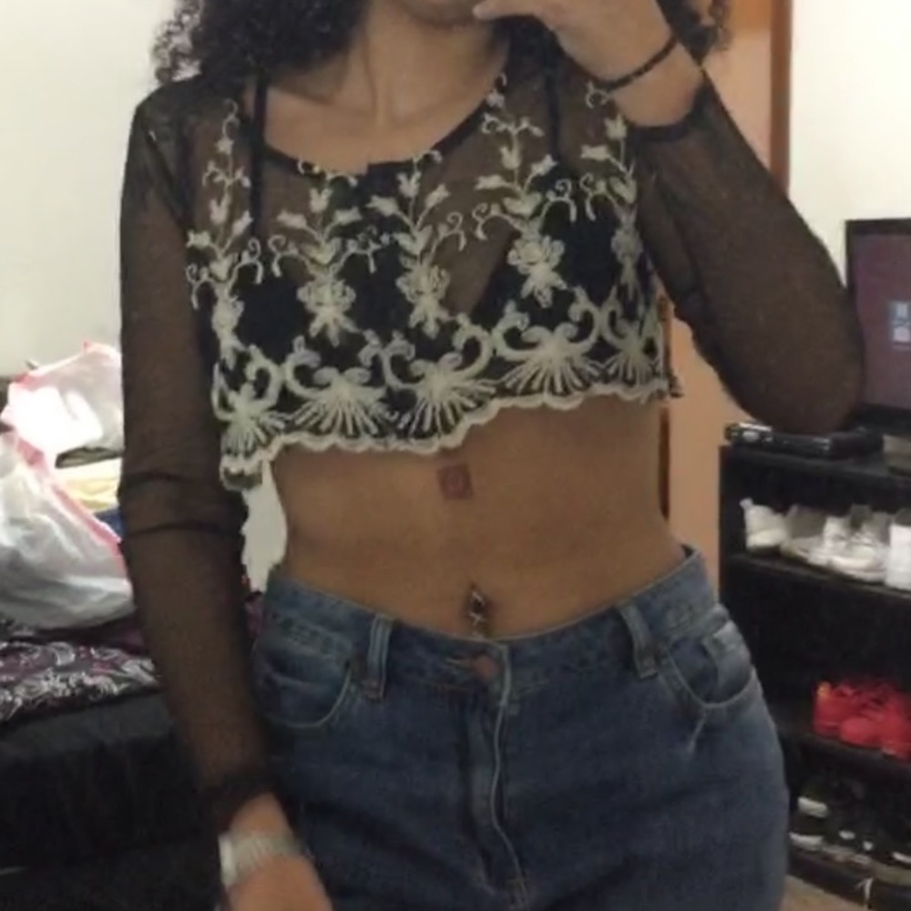 vintage crop top/cover up